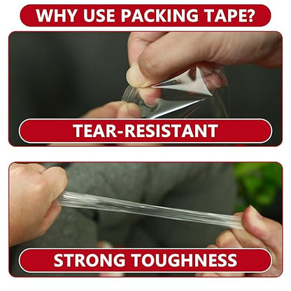 SWRT 2.7Mil Thick Ultra Clear Packing Tape, 12 Rolls Heavy Duty Packaging Tape with 2 Dispensers for Shipping Packaging Moving Mailing, Thicker Sealing Tape-1.88" x 60 Yards Per Roll, 720 Total Yards