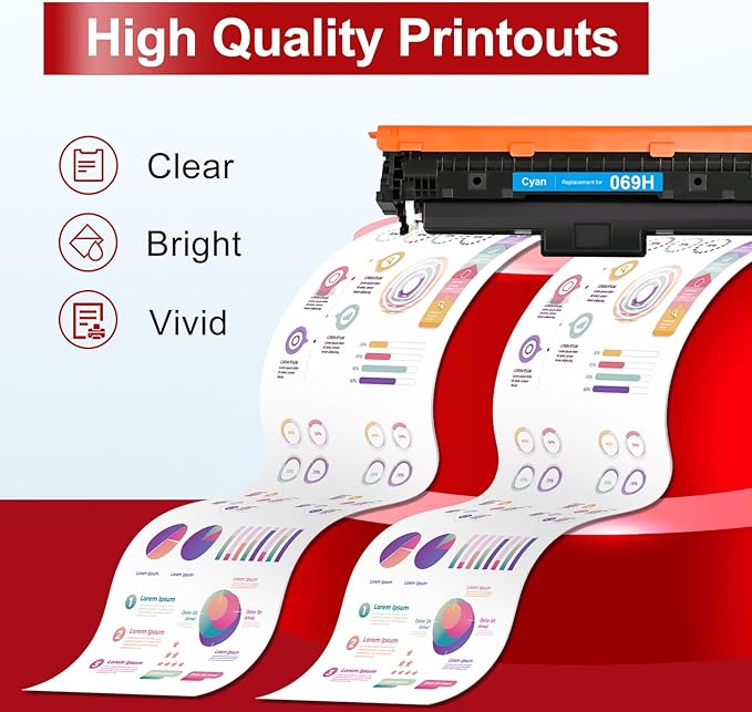 069H 069 Toner Cartridge Set MF753Cdw Compatible Replacement for Canon MF753Cdw Toner Cartridges for Canon 069H 069 Work for Canon imageCLASS MF 753Cdw MF751Cdw LBP674Cdw Printer Ink B/C/Y/M 4 Pack