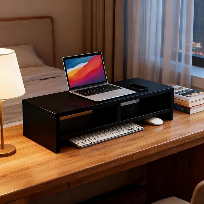 Monitor Stand, with Sleek Modern Design, 50x20x13cm, Monitor Stand Riser, Wireless Charging Desk Organizer, Ergonomic Height, for Multitasking and Desktop Organization