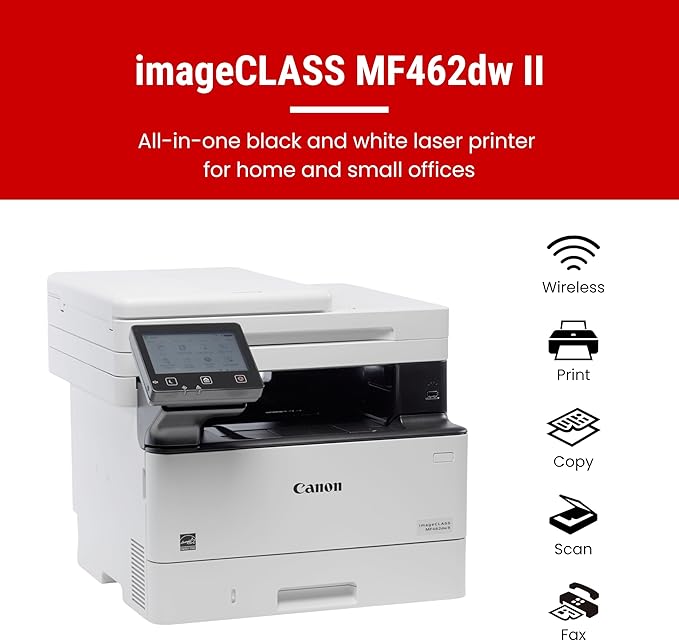 Canon imageCLASS MF462dw II - Wireless Duplex Laser Printer with Print, Copy, Scan, Fax, Expandable Paper Capacity and 3 Year Limited Warranty, 37 PPM