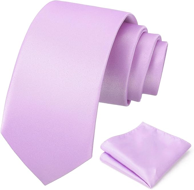 PenSee Men's Tie Set Solid Pure Color 3.15" (8CM) Classic Formal Plain Necktie and Pocket Square Set For Men