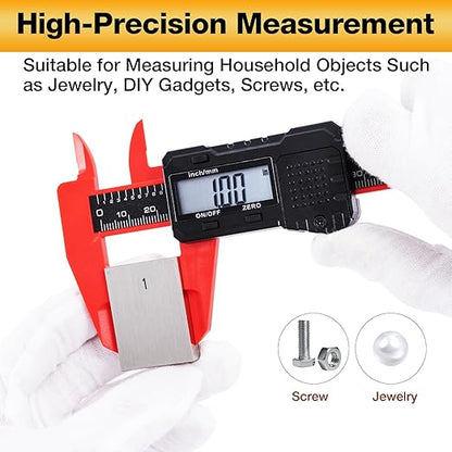 Digital Caliper 6 inch Digital Micrometer Caliper,ABS Body for Accurate Measurements with LCD Screen, Auto-Off Feature, Inch and Millimeter Conversion