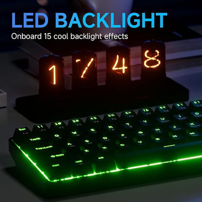 TMKB T61SE 60% Mechanical Gaming Keyboard, Linear Red Switch, LED Backlit, Double-Shot keycap, Anti-Ghosting, Detachable USB-C, Wired Computer Keyboard for Windows Laptop PC Gamer Typist, Black