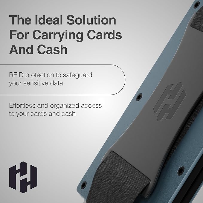 Hayvenhurst Wallet For Men - Reinvented Design Men's Wallet - Slim, Minimalistic & Seamless, Blocks RFID Scanners with a Cash Strap (Grey)