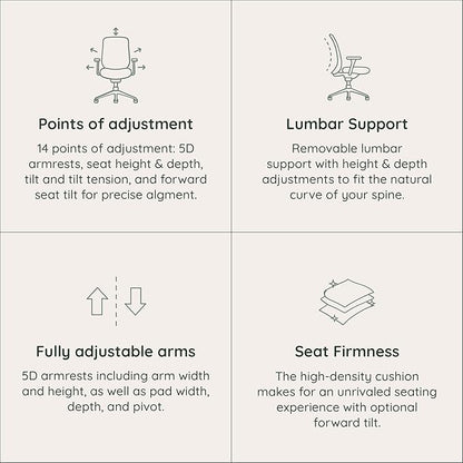 Branch Ergonomic Chair Pro - Mesh Office Chair with 14 Points of Adjustment - Height, Depth & Tilt Adjustable - 5D Armrests - Forward Tilt, Smooth Recline, and Lumbar Support - Boulder