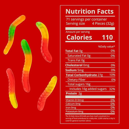 Kervan Candy Bebeto Gummy Worms - Fruity, Soft & Sweet Gummy Candy Bulk for Kids, Gift Snacks and Parties - Classic Worms Gummies Big Party Size Bag (5 lbs)