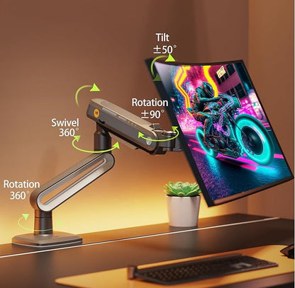 Gaming Arm for Flat/Ultrawide/Curved Monitors 27 to 50 inch, Heavy Duty Monitor Stand Load up to 18 kg, VESA 75/100 mm Monitor Mount A6