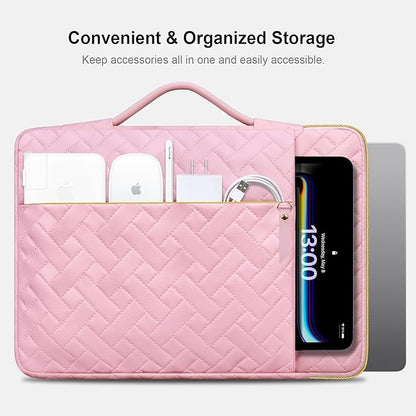 Lacdo 360° Protective Laptop Sleeve Case for 14 inch New MacBook Pro M5/M4/M3/M2/M1 Chips Pro Max A3434 A3112 A3401 A3185 A2918 2025-2021, 13.8" Surface Laptop Copilot+PC Computer Bag, Sakura Pink