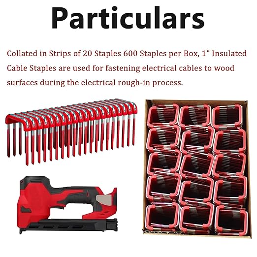 1" Insulated Cable Staple Mnm1-320 Fits for Milwau-kee M-12 Cable Stapler Gun, Fit Milwau-kee M-12 Cable Staples Fastening Electrical Cables to Wood Surfaces