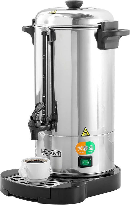 Commercial Coffee Urn 50 Cup/8L Coffee Dispenser with Upgraded Percolator, 304 Stainless Steel Hot Water Urn Beverage Dispenser with Keep Warm Mode, Large Coffee Maker for Catering Party