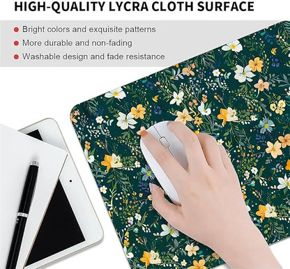 Square Mouse Pad Wild Flower 1, Personalized Premium-Textured Custom Mouse Mat Design, Washable Mousepad Cloth, Non-Slip Rubber Base Computer Mouse Pads for Wireless Mouse