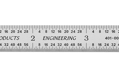 PEC Tools 6" Flexible Metal Ruler, Made from Premium Stainless Steel, 4R Graduation (1/8", 1/16", 1/32", 1/64"), Fully Hardened and Tempered Machinst Rule, Made in USA
