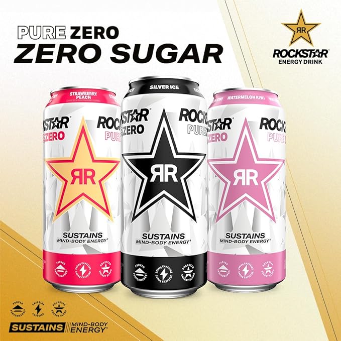Rockstar Pure Zero Energy Drink,3 Flavor Pure Zero Variety Pack 2, 0 Sugar, with Caffeine and Taurine, 16oz Cans (12 Pack) (Packaging May Vary)
