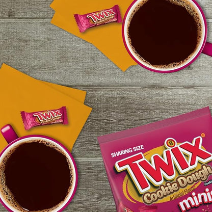 TWIX Minis Cookie Dough Milk Chocolate Bars, Sharing Size, 7.7 oz Bags (Pack of 8)
