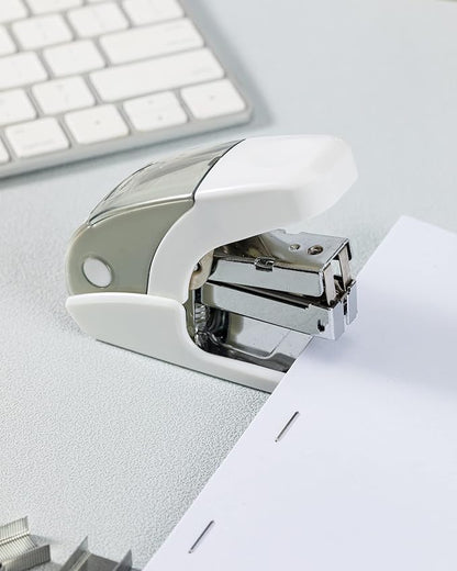 PAPERPAL Effortless Mini Stapler Set, 20 Sheet Capacity, Integrated Remover & Staple Storage, Holds 1/4" Staples, Includes 1000 Staples, Lightweight, Office, School & Daily Use, White