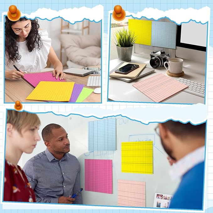 8 Pads Big Sticky Notes 11 x 11 Inch Lined Jumbo Large Sticky Notes for Wall,Giant Strong Power Memo Square Post for Office, 25 Sheets/Pad(Vivid Color)