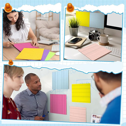 8 Pads Big Sticky Notes 11 x 11 Inch Lined Jumbo Large Sticky Notes for Wall,Giant Strong Power Memo Square Post for Office, 25 Sheets/Pad(Vivid Color)