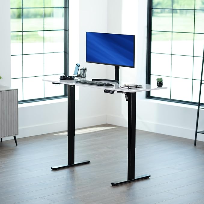VIVO Electric Dry Erase 60 x 24 in Standing Desk, Memory Height Adjustment, 1B Series, Whiteboard Top Black Frame, DESK-KIT-1B6WE