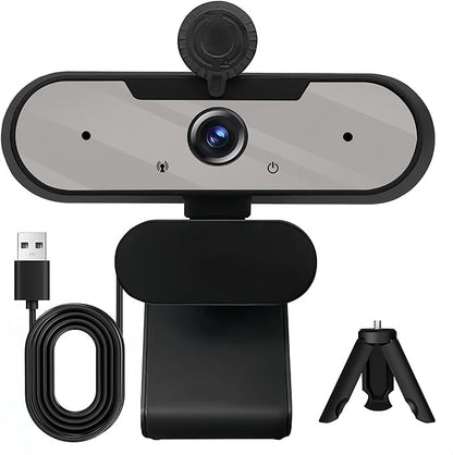 USB HD 1080P Video Webcam and Wide Angle Camera with Built-in Microphone and Rotatable Tripod,for Laptop Computer or Desktop PC,Great for Live Streaming.Calls.Video Conferencing(Grey)