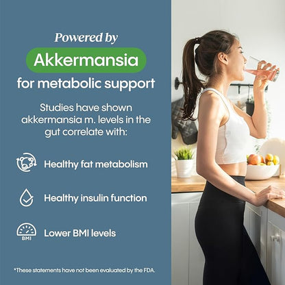 Hydralyte GLP-1 Metabolic Support - 5in1 Probiotic Blend - Akkermansia Muciniphila + Prebiotic Fiber + Electrolytes - Daily Metabolism & Digestion - Sugar Free (30 Packets)