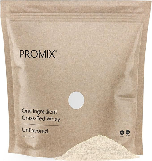 ProMix Nutrition Whey Protein Powder, Grass Fed, Unsweetened, Hormone Free - 25g Protein per Serving, Sugar Free, Soy Free, Unflavored - 32 Servings