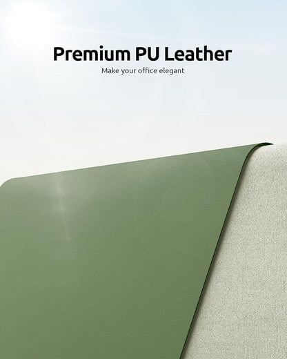 YSAGi Leather Desk Pad Protector, Office Desk Mat, Large Mouse Pad, Non-Slip PU Leather Desk Blotter, Laptop Desk Pad, Waterproof Desk Writing Pad for Office and Home (Bamboo Green, 23.6" x 13.8")