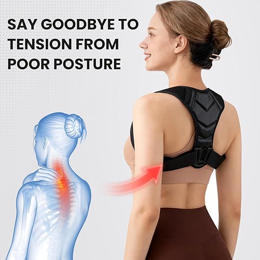 Posture Corrector Back Brace for Men and Women – Adjustable Back Brace for Upper Back and Shoulder Support – Back Straightener for Neck, Clavicle & Spine Alignment – Pain Relief, Breathable & Comfortable