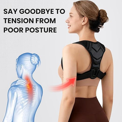 Posture Corrector Back Brace for Men and Women – Adjustable Back Brace for Upper Back and Shoulder Support – Back Straightener for Neck, Clavicle & Spine Alignment – Pain Relief, Breathable & Comfortable