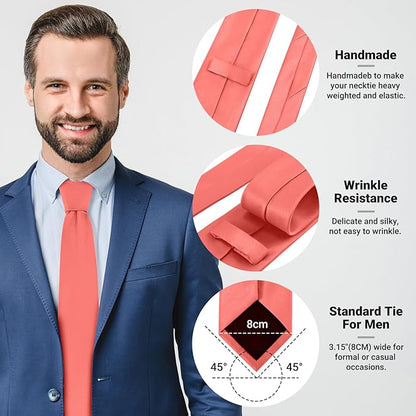 Black Ties For Men Solid Pure Color Formal Neckties 3.15" (8CM) Men's Tie for Business and Wedding with Gift Box
