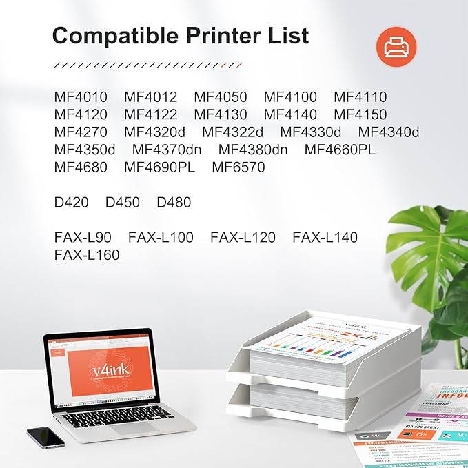 v4ink 2PK Compatible 104 Toner Cartridge Replacement for Canon 104 CRG-104 FX-9 FX-10 Toner Cartridge Ink for use in Canon Imageclass D420 D450 D480 MF4150 MF4350D MF4270 MF4370DN MF4380DN Printer