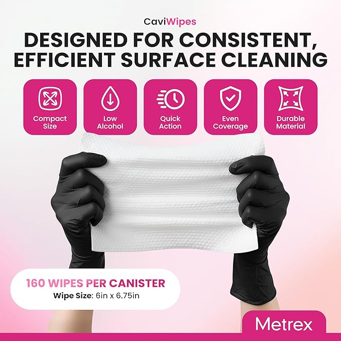 Metrex CaviWipes 2.0 Surface Disinfectant Towelettes – Durable Non-Woven Disinfecting Wipes for Hard, Non-Porous Surfaces in Healthcare & Clinical Setting – 160 Wipes per Canister (Pack of 1)