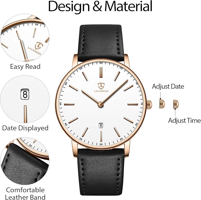 BEN NEVIS Watch, Mens Watch, Minimalist Fashion Simple Wrist Watch Analog Date with Leather Strap