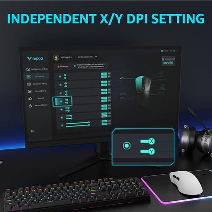 Rapoo VT3PRO MAX Wireless Gaming Mouse, 59g Superlight, 8KHz Polling, PAW 3950 Ultimate Optical Sensor, 30K Independent X/Y DPI, 1+8 Programmable Buttons, 200H Battery Life, Classic Shape, PC, White