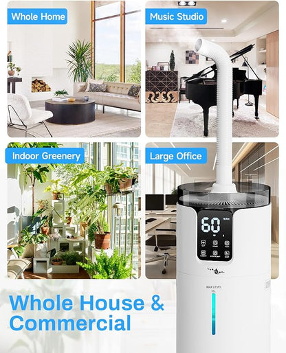 16L Smart Humidifier large room, Whole house Humidifier for Home 1500 sq.ft with APP/Voice/Remote Control, Ultrasonic Cool Mist Humidifiers for Bedroom, Plants, office with Tube, White