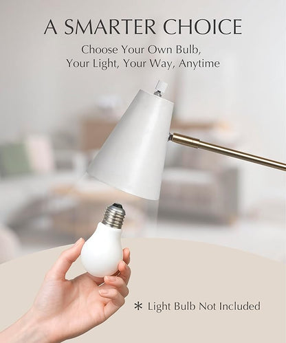HarvestLand HaloBar Brass Desk Lamp Home Office – White Industrial Table Lamp with Solid Base for Office, Reading Lamps for Bedside Table, Study and Reading Task Lamp, Gifts for Adults