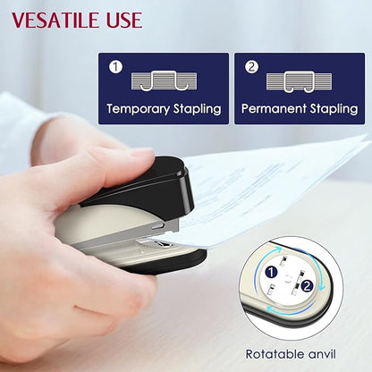 Metal Stapler Heavy Duty 50 Sheet Capacity with 1750 Staples and Staple Remover, Full Strip Staplers for Desk, No Jam, Non-Slip for Office & Classroom, White