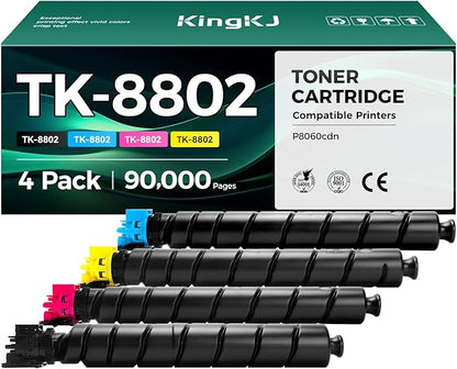 TK-8802 TK8802 Toner Cartridge 4-Pack High Capacity Replacement for TK-8802K TK-8802C TK-8802M TK-8802Y Compatible with Kyocera ECOSYS P8060cdn Printer 1T02RRBUS0 1T02RR0US0 1T02RRAUS0 1T02RRCUS0 CMYK