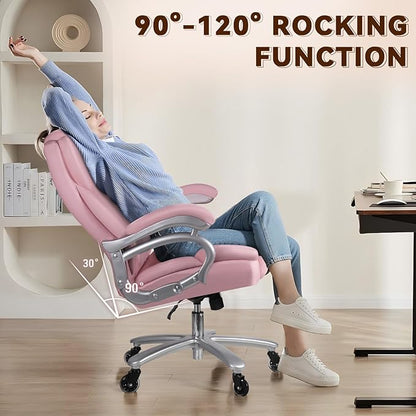 OFIKA Big and Tall Office-Chair 500lbs - Adjustable Lumbar Support, Office Chair for Heavy People, Heavy Duty High Back Executive with Wide Seat and Quiet Rubber Wheels