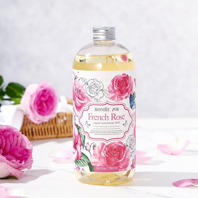 ROMIIE ZOI Liquid Hand Soap Refill, Rose, Gentle & Moisturizing Formula, 750 ML/ 26 FL OZ