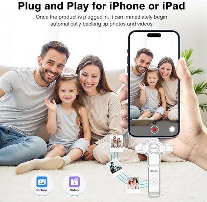 iDiskk USB 3.0 Flash Drive 128GB for iPhone,External Memory Photo Keeper Storage Stick for Picture/Video/Data Saver,Backup for iPad Android, Mac & PC