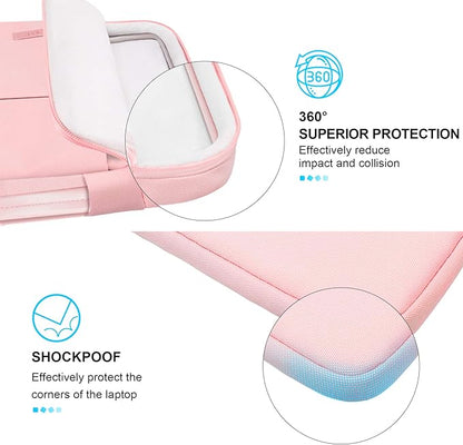 Lacdo 360° Protective 15-15.6 Inch Laptop Sleeve Case for Acer HP Lenovo Dell ASUS Laptop, Acer Aspire 15, HP Pavilion 15, Dell Inspiron 15, Lenovo IdeaPad 15, ASUS ZenBook 15 Computer Bag, Pink