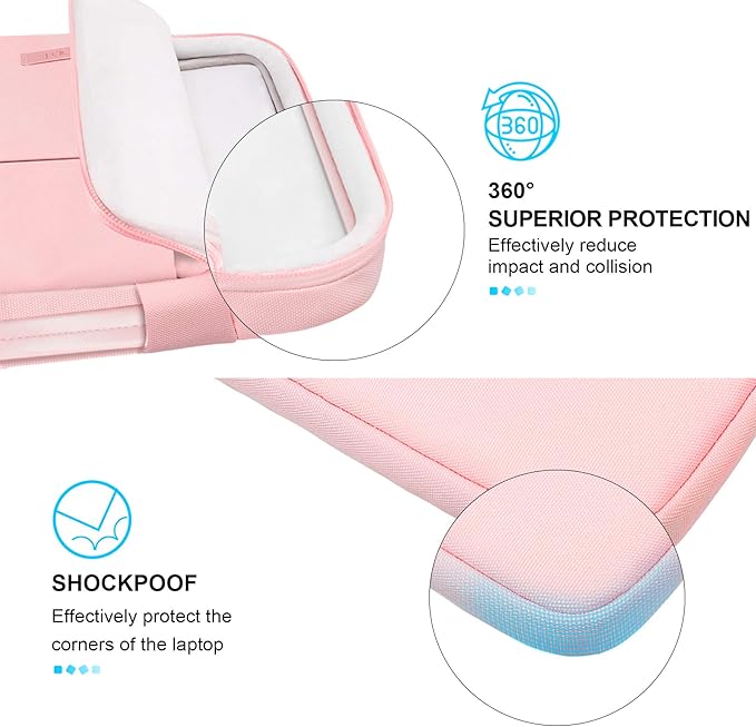 Lacdo 360° Protective 16 Inch Laptop Sleeve Case for 16 Inch HP Lenovo ASUS Acer Dell Laptop/HP Pavilion Envy/Lenovo ThinkPad IdeaPad/Acer Swift/ASUS Vivobook/Dell Computer Bag, Pink