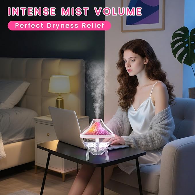 Humidifiers for Bedroom Cool Mist Ultrasonic Small Humidifier with Humidity Sensor Auto Shut Off LED Colorful Gradient Light Mini Humidifier For Plants,Bedroom,Baby Room,Office, Home（White)
