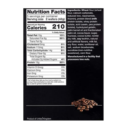 PROTIFIT - High Protein Wafer Bar, 15g Protein, Low Calorie, Low Carb, Low Fat, Trans Fat Free, Cholesterol Free, Ideal Protein Compatible, 5 Servings Per Box (Mocha)