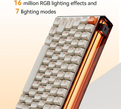 MelGeek MADE84 Pro Wired Keyboard, Hall Effect Magnetic Switch Gaming Keyboard, 75% Compact Rapid Trigger, Hot-Swappable, RGB Snap Tap & Adjustable Actuation, Online HIVE Custom (Orange)