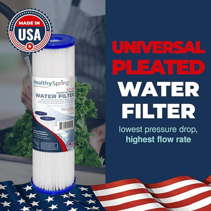 High-Performance 5 Micron 10x2.5 Whole House Pleated Sediment Filter Cartridge for Well Water Filter Replacement Compatible with WFPFC3002, WHKF-WHPL, Made in USA, 2 Pack