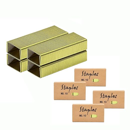 NatSumeBasics 4000 Yellow Gold Staples - #10 Small Colored Staples for Mini Stapler, 6000 Tiny Staple Smaller Than Standard Staple (Yellow Gold)