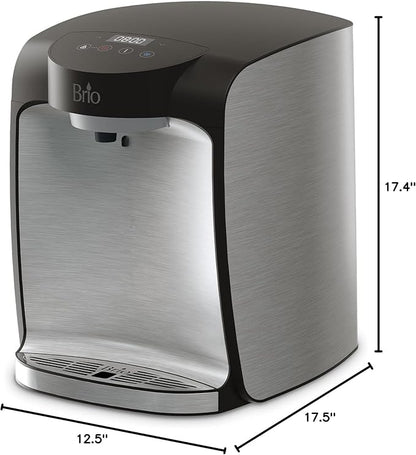 Brio 800 Bottleless Countertop Water Cooler w/ 2-Stage Filtration | Self Cleaning, Digital Display, 3-Temp (Hot Cold & Room Temperature) Filtered Drinking Water Dispenser for Bar Home Kitchen & Office