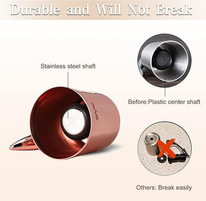 OWO Stainless Steel Wine Bottle Stopper, Reusable Wine Saver with Silicone Seal, Decorative Bottle Sealer, Keeps Fresh (Rosegold, 2 Pack)