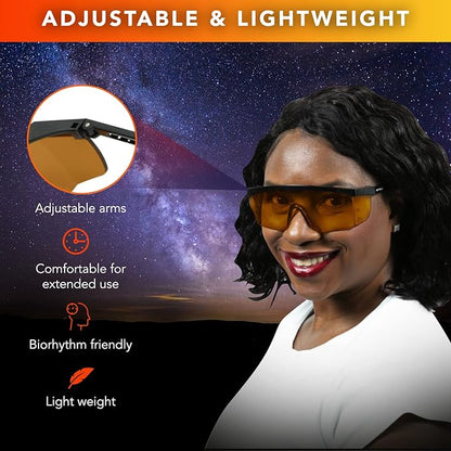 Sleep Enhancing Amber Glasses, Anti Blue and Green Blocking Glasses Night time Eye Wear, Better Night Sleep Eye Glasses Reduce Eye strain, Perfect for Mens or Womens